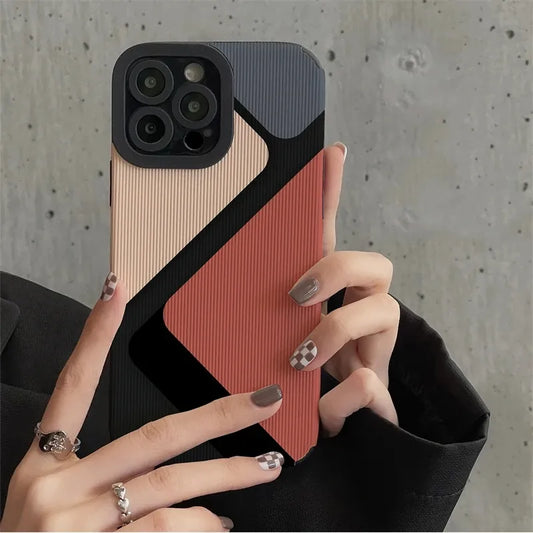 Patchwork Color Block Triangle Phone Case For iPhone