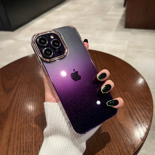 Luxury Gradient Glitter Bing Purple Phone Case For iPhone 14 Pro Max 13 12 11 XR X XS Plus Fashion Transparent Shockproof Cover